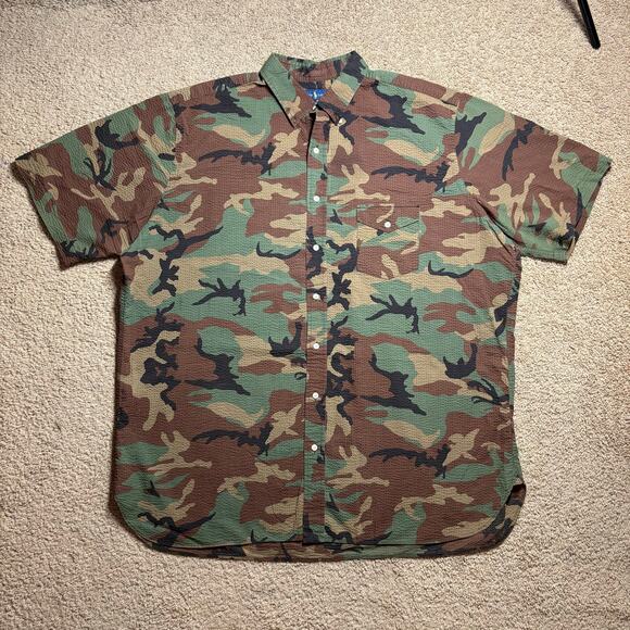 Classic Fit Seersucker surplus Camo Polo Ralph Lauren men’s Sz 2XL button-down - Picture 1 of 6